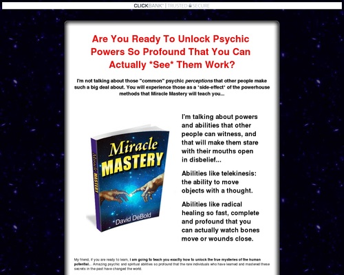 Miracle Mastery – Extreme, *Physical* Psychic Abilities Miracle Mastery - Extreme, *Physical* Psychic Abilities
